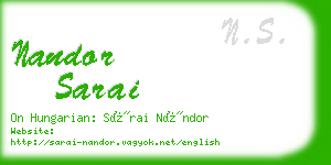 nandor sarai business card